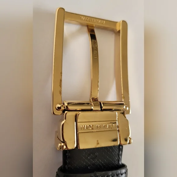GIVENCHY Black Leather Belt - Gold Buckle - Made in Italy - Picture 4 of 6
